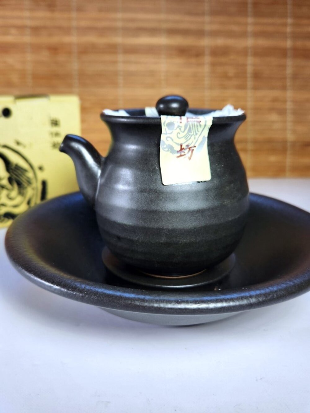 Lins Ceramics Studio Teapot Set Taiwan Handcrafted Black Clay Gongfu Tea Stand